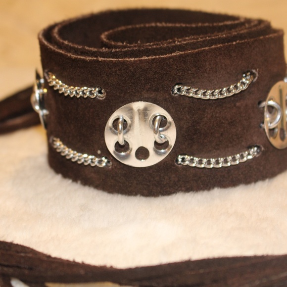 ??Vintage Brown suede & silver embellished belt main image 9